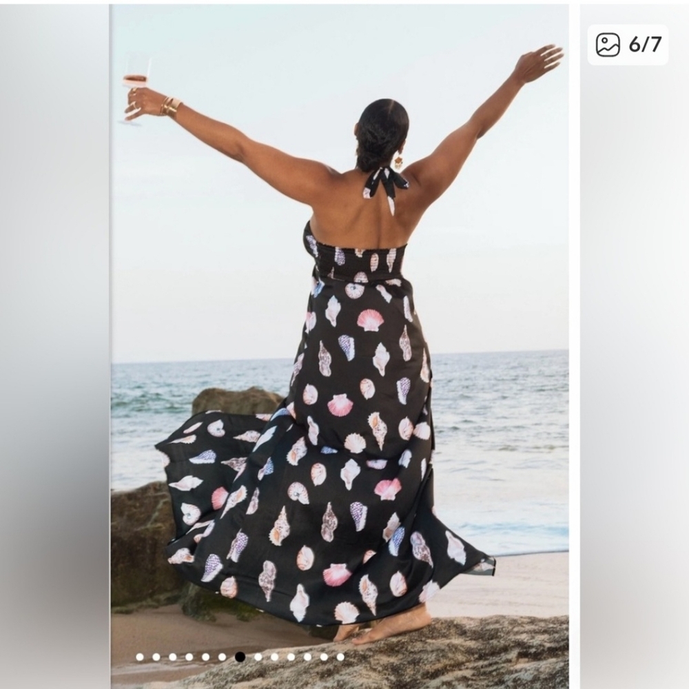 NWT Show Me Your MUMU Weddings Milos Halter Shell Destination Vacation Maxi S - Picture 6 of 16